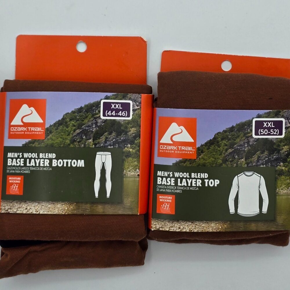 Ozark Trail Men's Wool Blend Base Layer Bottom and Top Sz XXL.